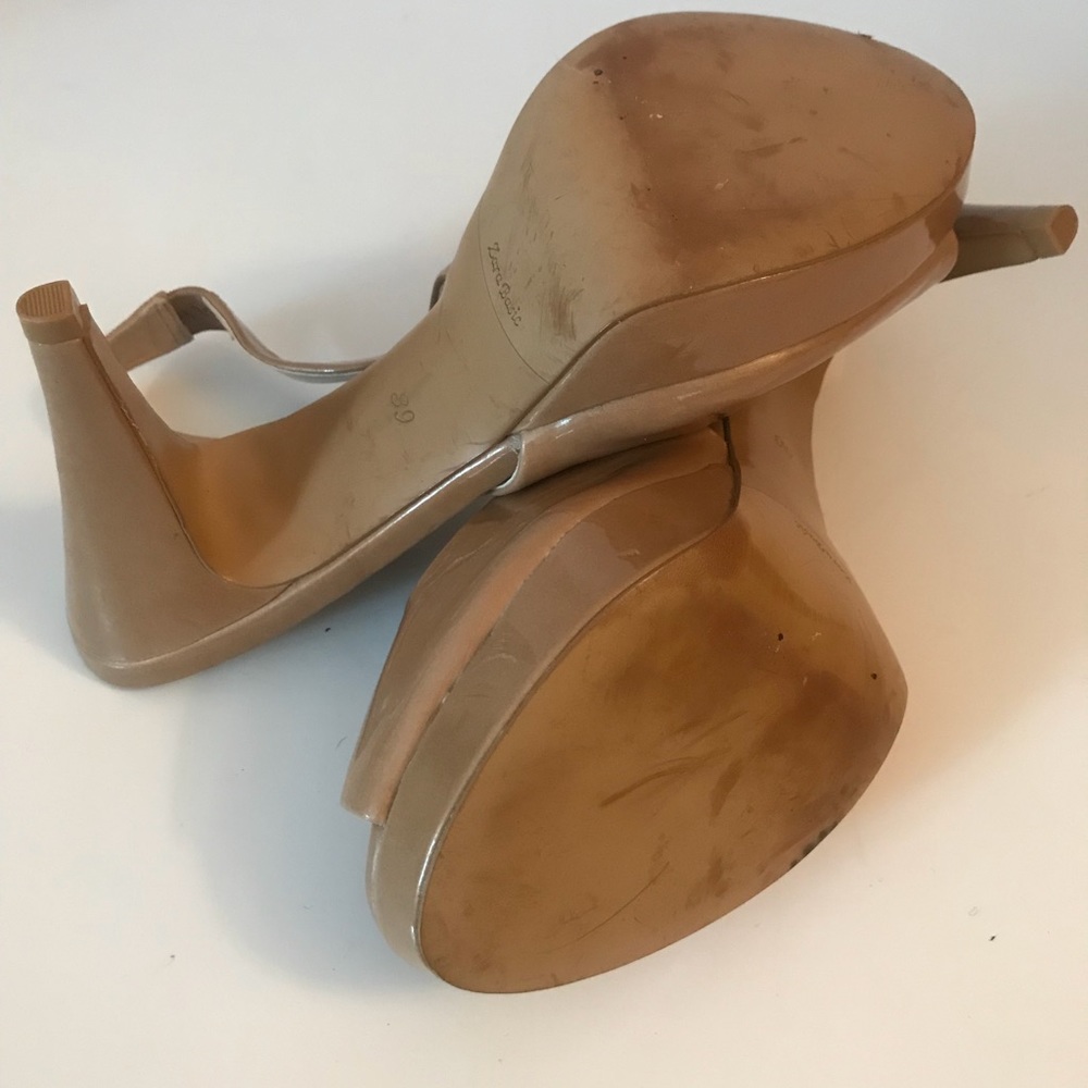 šSOLDšZARA Platform Heels Sling Back Pumps in Warm Dark Nude Euro 39 - Picture 8 of 8